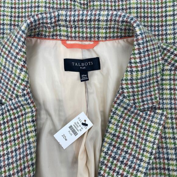 Talbots Classic Shetland Wool Blend Houndstooth Blazer Green Size 20W - Picture 11 of 11